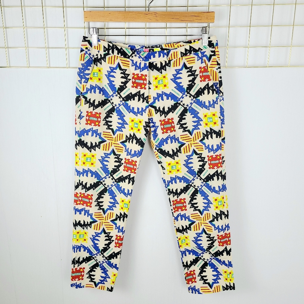 MSGM Tribal Aztec Abstract Made in Italy Slim Ankle-Length Pants